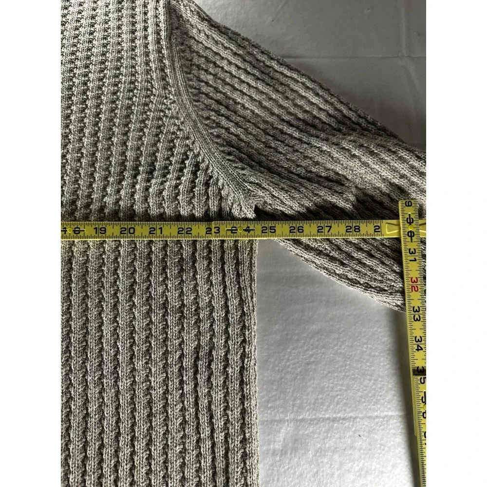 VTG 1990s Eddie Bauer Ribbed Henley Sweater‎ Mens 2XL Beige Made In Hong Kong